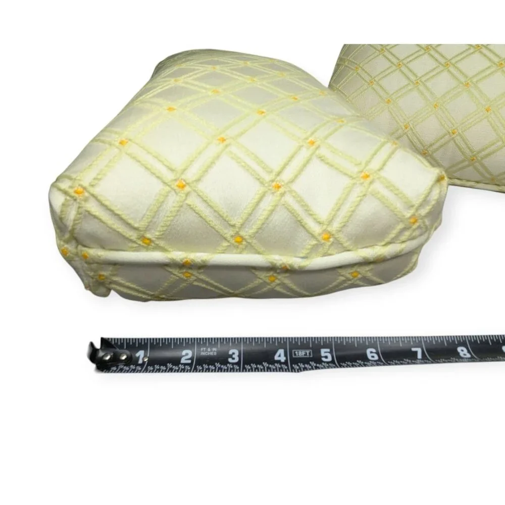 Vintage White & Yellow Pair of Long Rectangle Accent Pillows w/Removeable Covers
